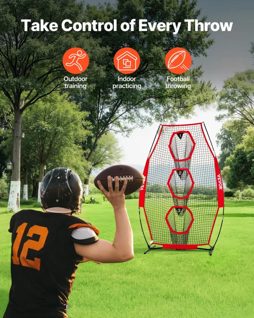 VEVOR 8 x 4 inch Football Trainer Throwing Net, Training Throwing Target Practice Net with 5 Target Pockets