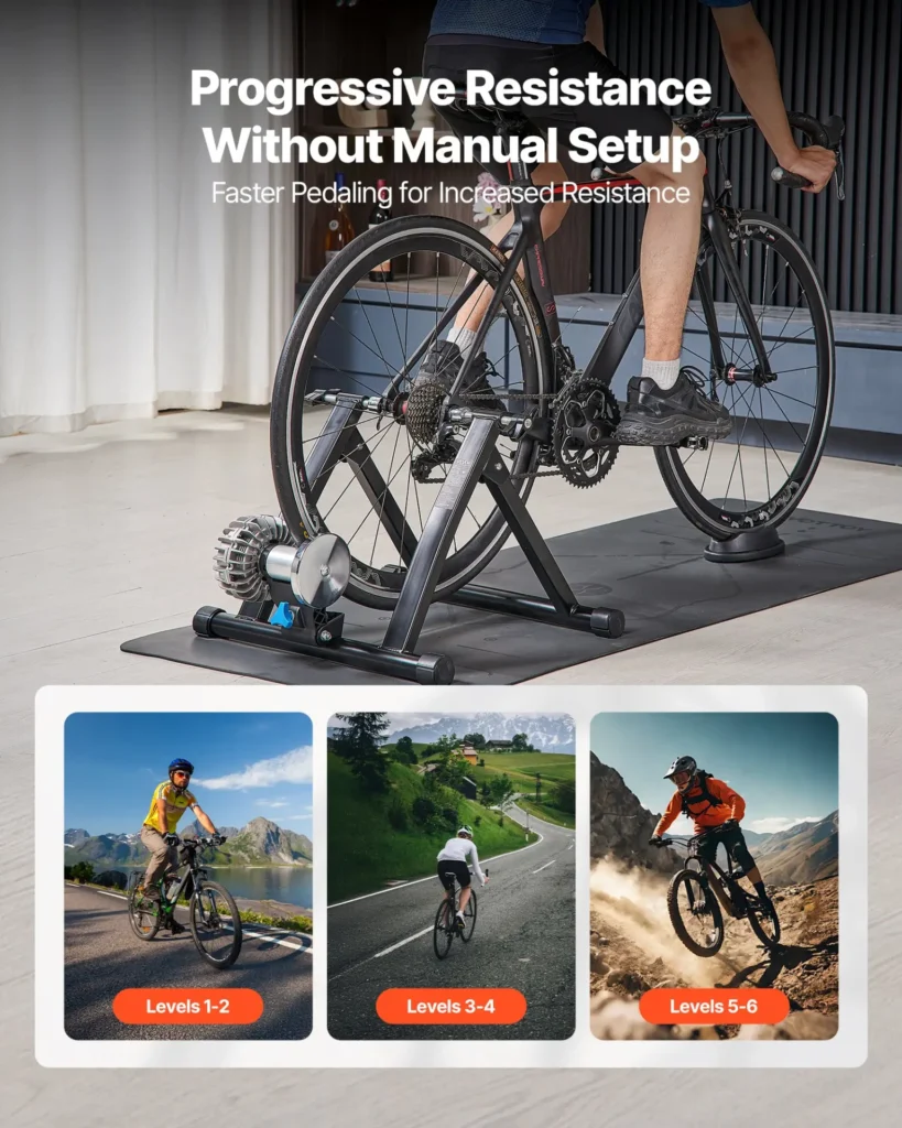 VEVOR Bike Trainer, 26-29 Inch and 700C Wheels, Foldable Fluid Bicycle Stationary Trainer Stand for Indoor