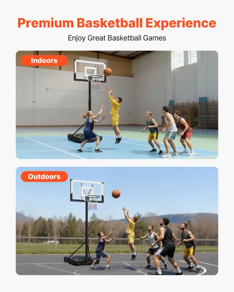 VEVOR Portable Basketball Stand, 10 ft Height Adjustment Basketball Hoop and Goal, Portable Basketballs Hoop
