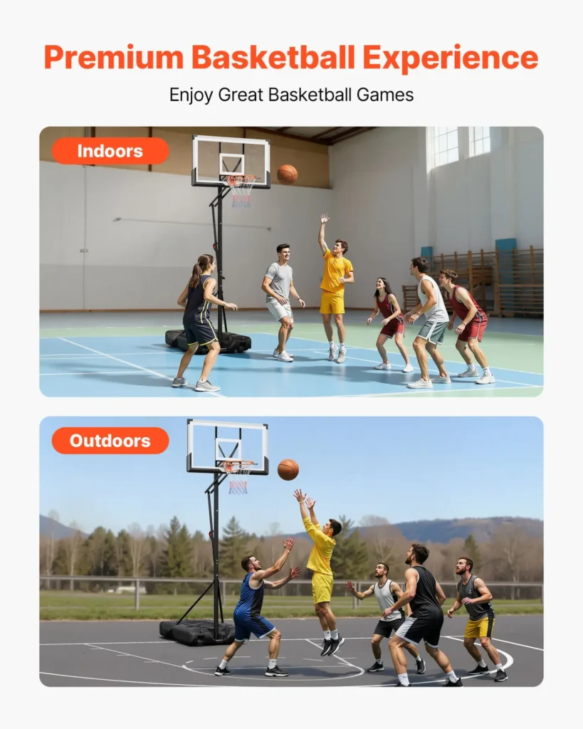 VEVOR Portable Basketball Stand, 10 ft Height Adjustment Basketball Hoop and Goal, Portable Basketballs Hoop