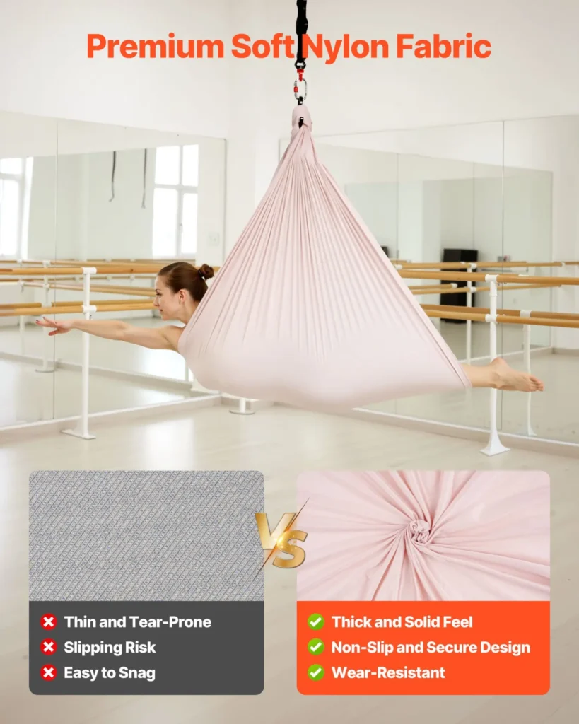 VEVOR Aerial Yoga Hammock, 300 lbs Load Aerial Silk, Yoga Swing with Nylon Fabric, PE Zipper Bag for Parent-Child