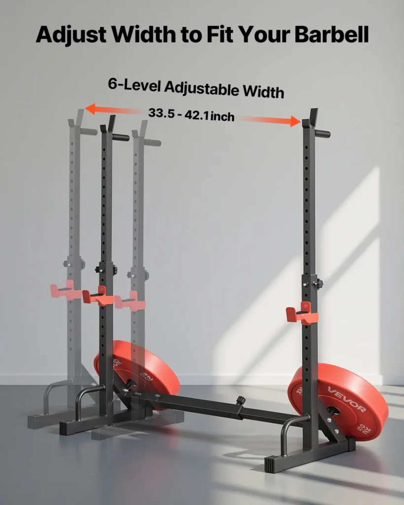 VEVOR Power Cage Squat Rack, Home Gym Power Rack with Adjustable Height and Width, 550LBS Strength Training