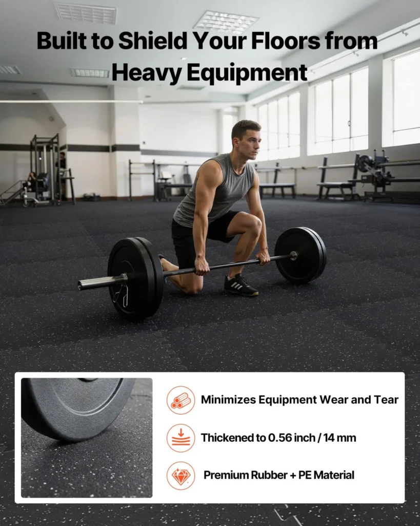 VEVOR Puzzle Exercise Mat, 24 PCS Fitness Equipment Mats, 24 x 24 x 0.56 in, High-Density EVA Foam Mat Set