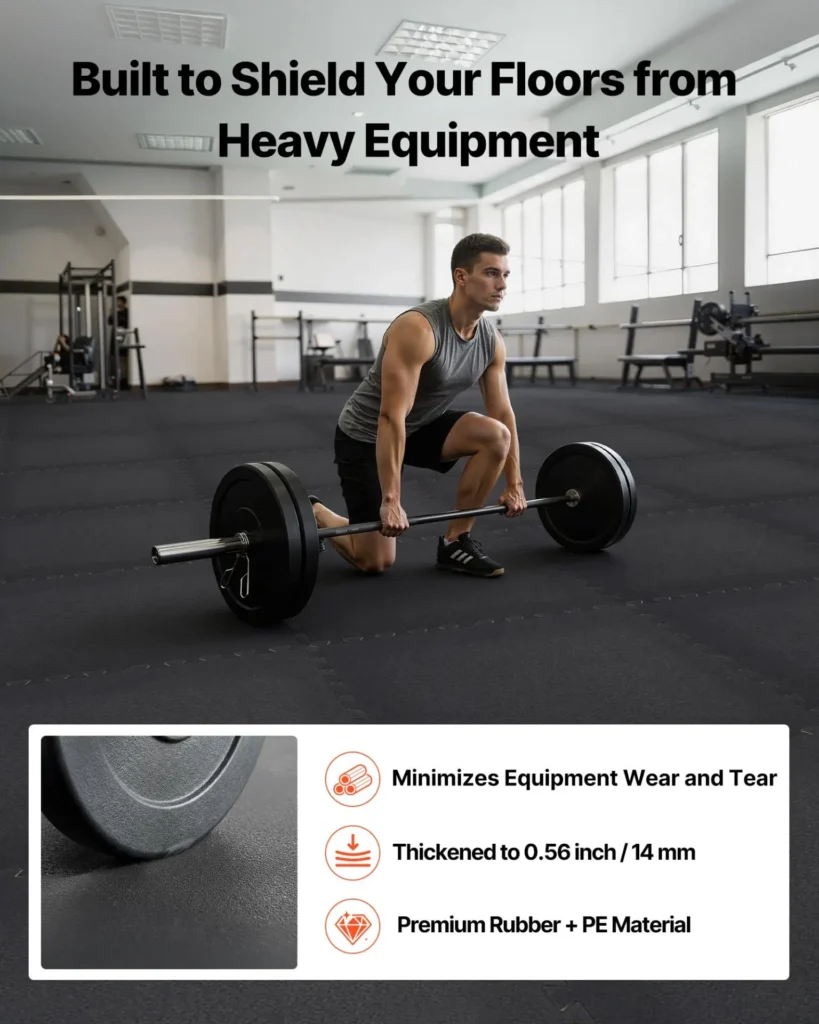 VEVOR Puzzle Exercise Mat, 24 PCS Fitness Equipment Mats, 24 x 24 x 0.56 in, High-Density EVA Foam Gym Mats Set