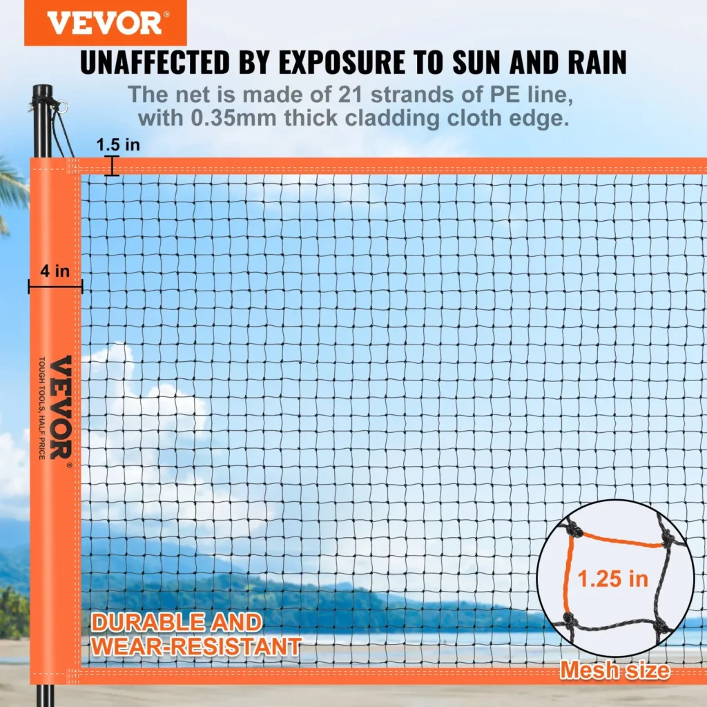 VEVOR Volleyball and Badminton Set, Outdoor Portable Badminton Net, Adjustable Height Steel Poles, Professional