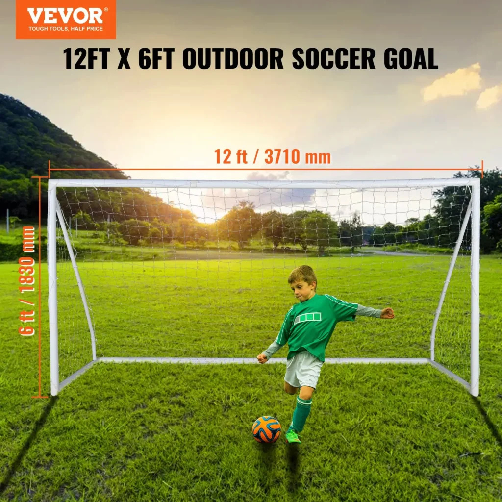 VEVOR Portable Soccer Goal, 12x6 ft Soccer Net, Adults Kids Backyard Soccer Net, Large Practice Soccer Net