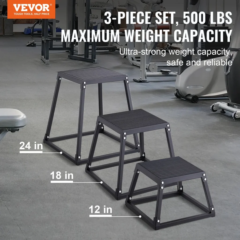 VEVOR Plyometric Jump Boxes, 12/18/24 Inch Plyo Box, Platform and Jumping Agility Box, Anti-Slip Fitness Exercise