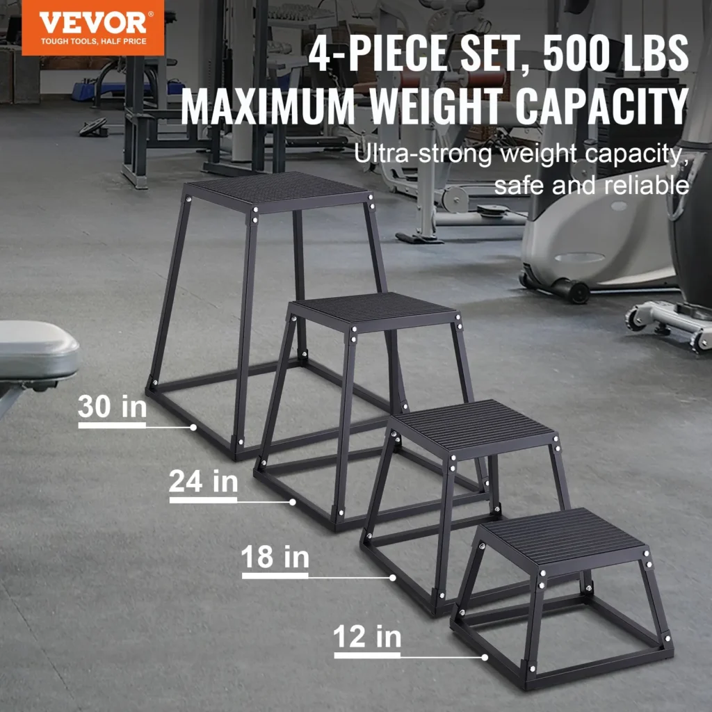 VEVOR Plyometric Jump Boxes, 12/18/24/30 Inch Plyo Box, Platform and Jumping Agility Box, Anti-Slip Fitness