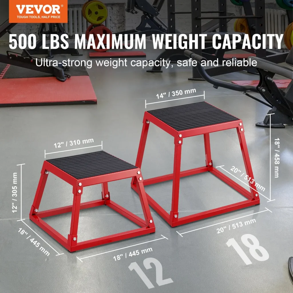 VEVOR Plyometric Jump Box, 12 Inch Plyo Box, Steel Plyometric Platform and Jumping Agility Box, Anti-Slip Fitness