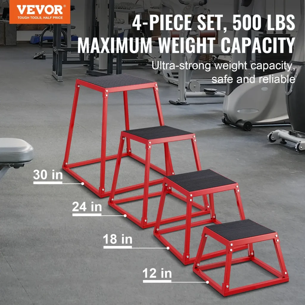 VEVOR Plyometric Jump Boxes, 12/18/24/30 Inch Plyo Box, Platform and Jumping Agility Box, Anti-Slip Fitness