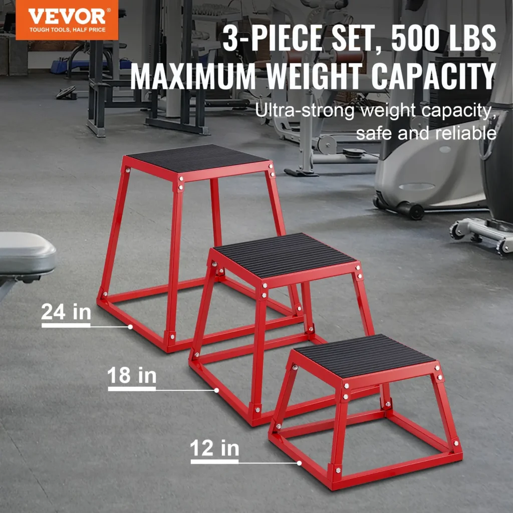 VEVOR Plyometric Jump Boxes, 12/18/24 Inch Plyo Box, Platform and Jumping Agility Box, Anti-Slip Fitness Exercise