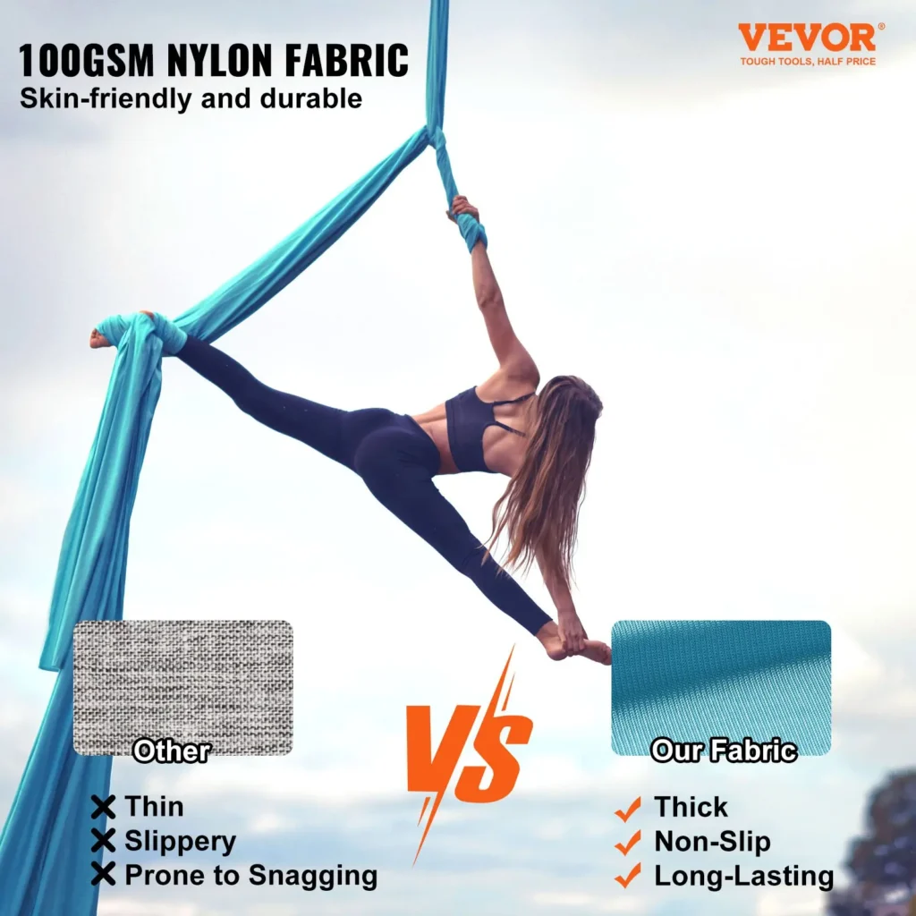 VEVOR Aerial Yoga Hammock and Swing, 5.5 Yards, Aerial Yoga Starter Kit with 100gsm Nylon Fabric, Full Rigging