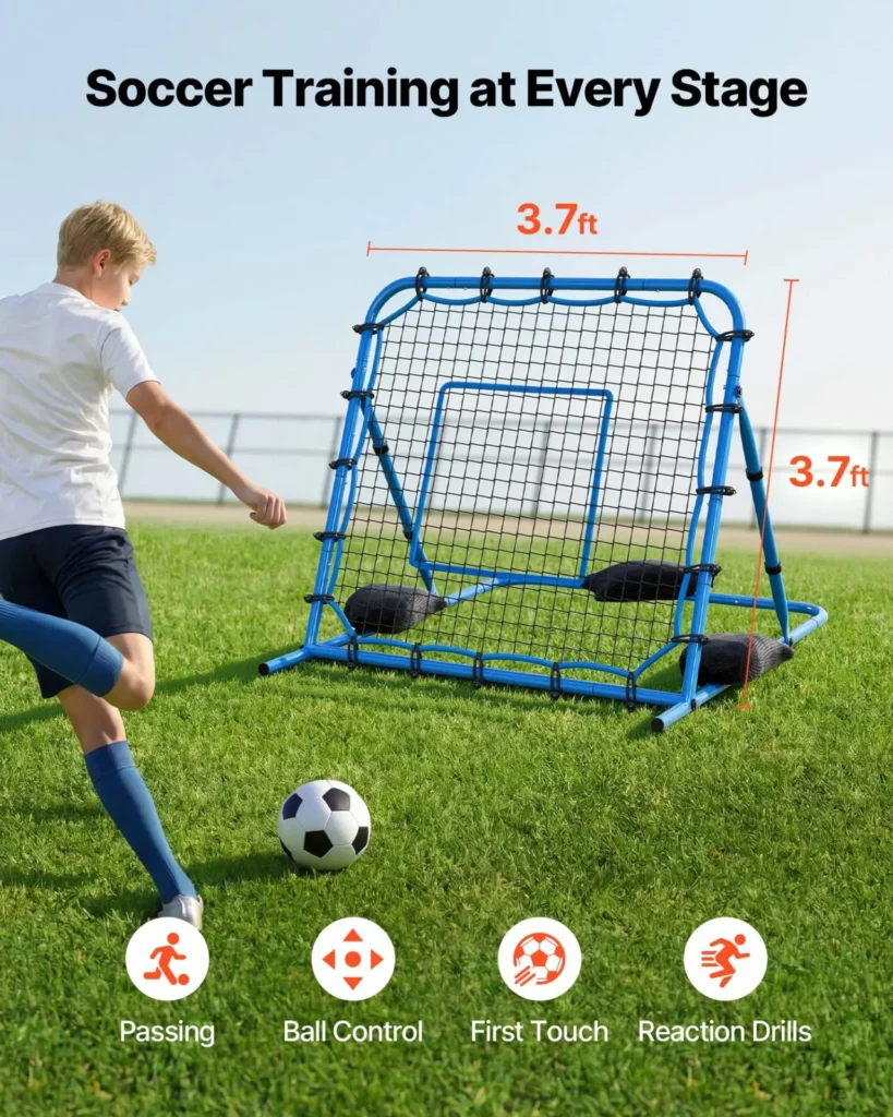VEVOR Soccer Rebounder Net, Quick-Switch Angle Soccer Goal Rebounder for Control, Passing Practice, Heavy-Duty