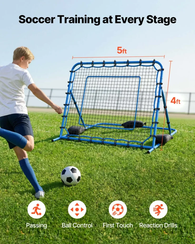 VEVOR Soccer Rebounder Net, Quick-Switch Angle Soccer Goal Rebounder for Control, Passing Practice, Heavy-Duty