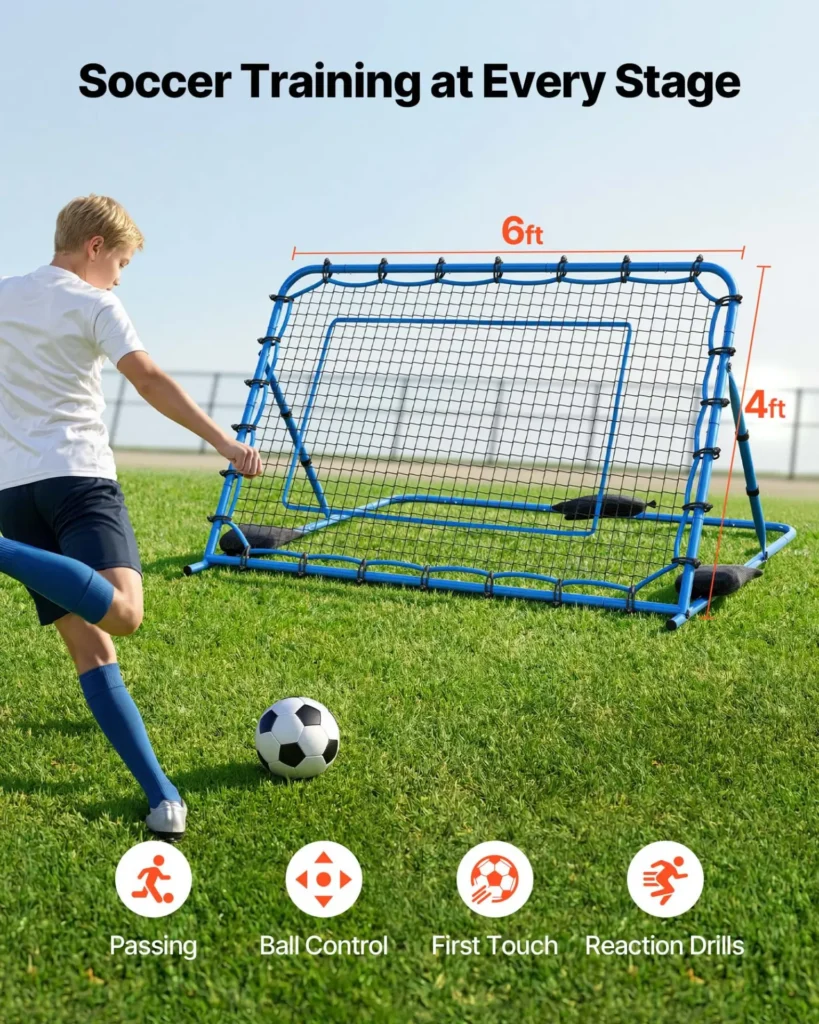 VEVOR Soccer Rebounder Net, Quick-Switch Angle Soccer Goal Rebounder for Control, Passing Practice, Heavy-Duty