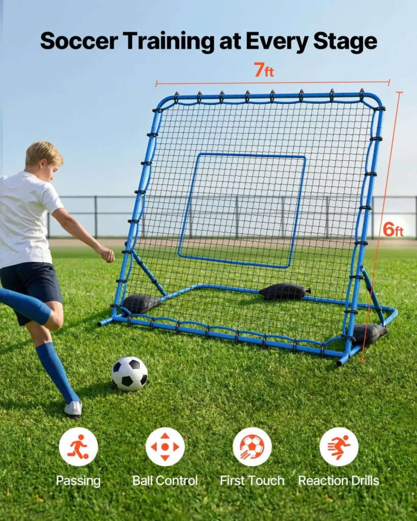 VEVOR Soccer Rebounder Net, Quick-Switch Angle Soccer Goal Rebounder for Control, Passing Practice, Heavy-Duty