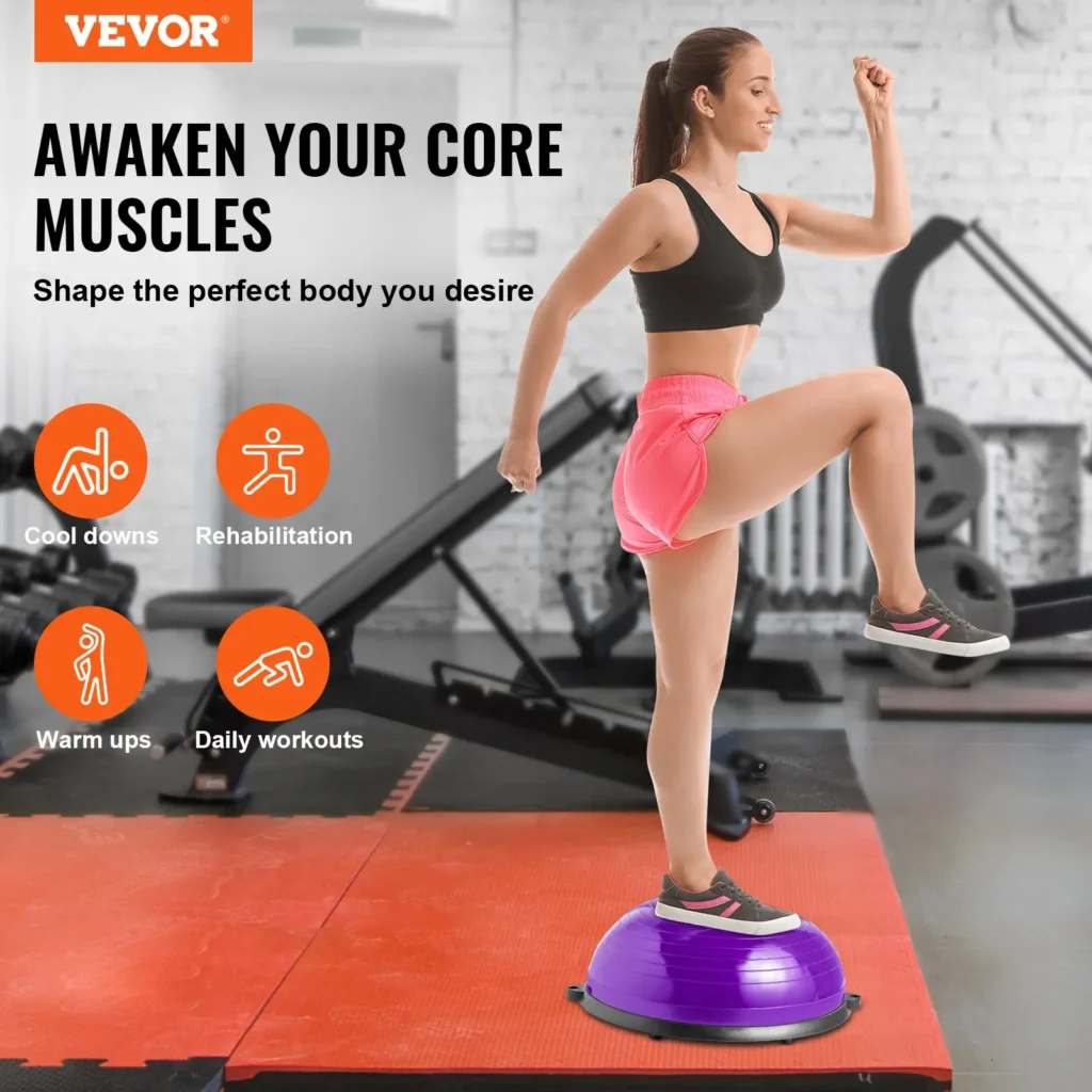 VEVOR Half Exercise Ball Trainer, 23 inch Balance Ball Trainer, 660lbs Stability Ball, Yoga Ball with Resistance