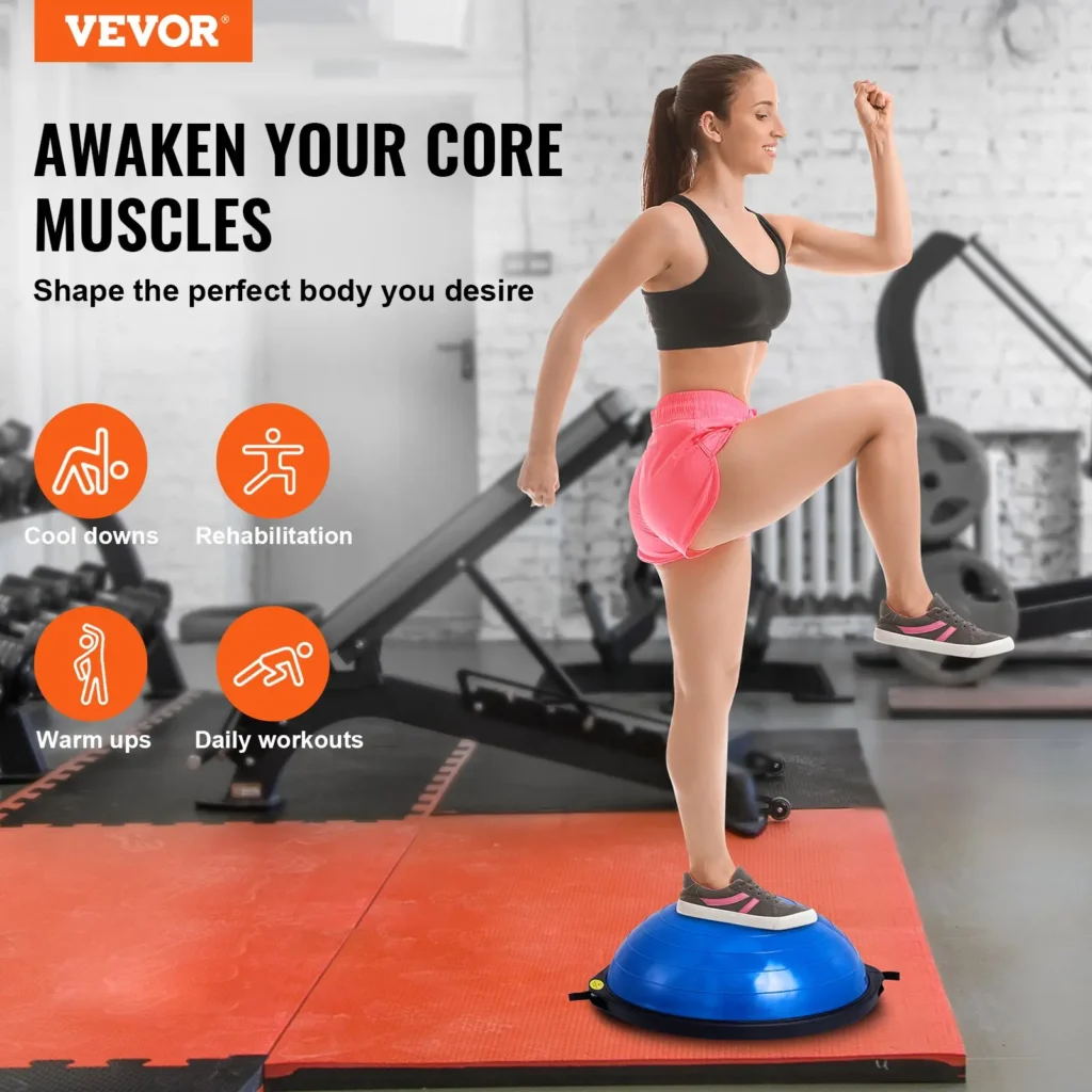 VEVOR Half Exercise Ball Trainer, 26 inch Balance Ball Trainer, 1500lbs Capacity Stability Ball, Yoga Ball with