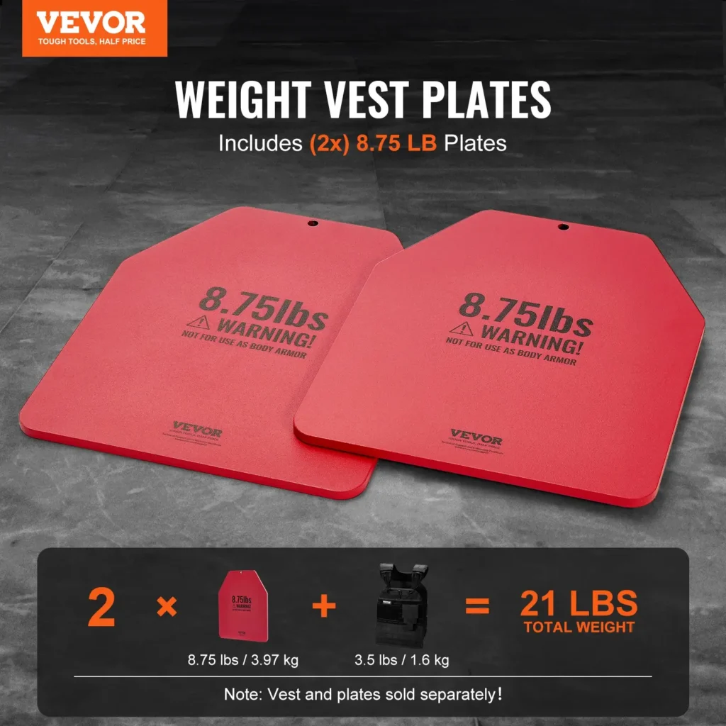 VEVOR Weight Vest Plates, 8.75 LB Pairs, Premium Steel Weighted plates, Contoured Ergonomic Fit WODs, Additional