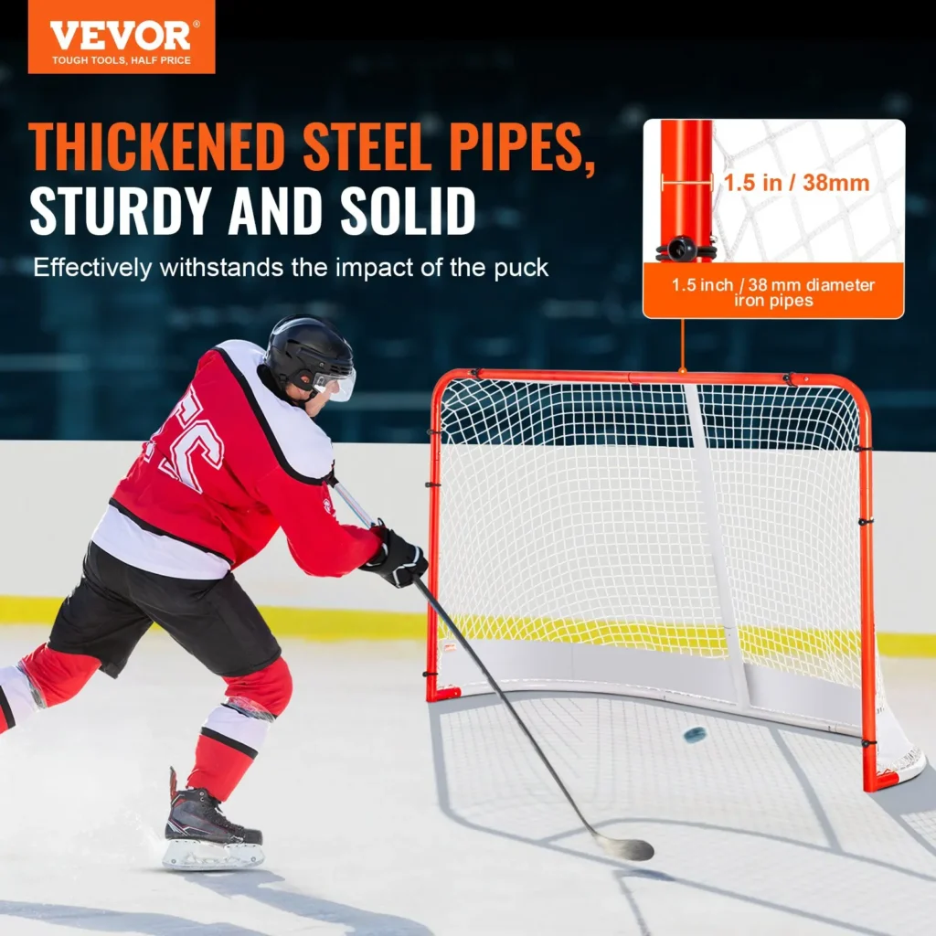 VEVOR Street Hockey Net, Indoor Outdoor Steel Hockey Goal, Official Regulation Pro Hockey Training Goal Set