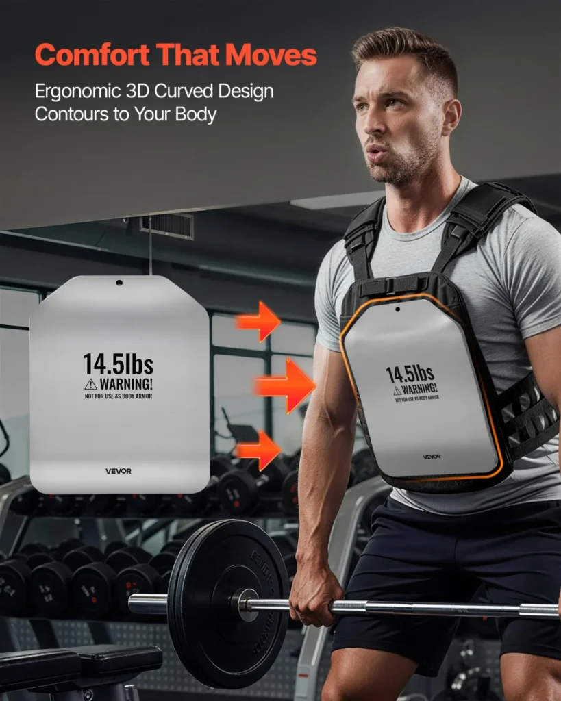 VEVOR Curved Weight Vest Plates, 14.5 LB Pairs, Premium Steel Tactical Weighted Plates for Vest, Ergonomic Design