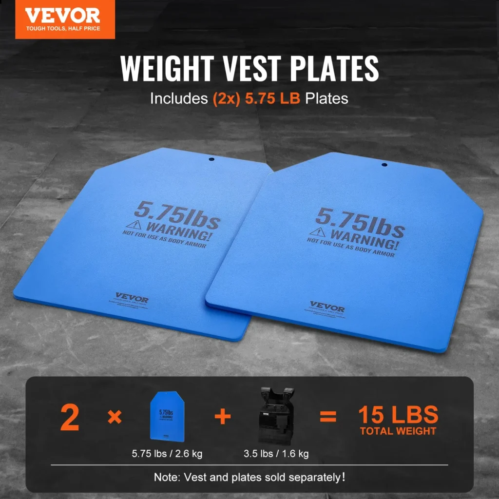 VEVOR Weight Vest Plates, 5.75 LB Pairs, Premium Steel Weighted plates, Contoured Ergonomic Fit WODs, Additional
