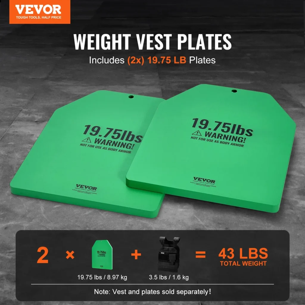 VEVOR Weight Vest Plates, 19.75 LB Pairs, Premium Steel Weighted plates, Contoured Ergonomic Fit WODs, Additional