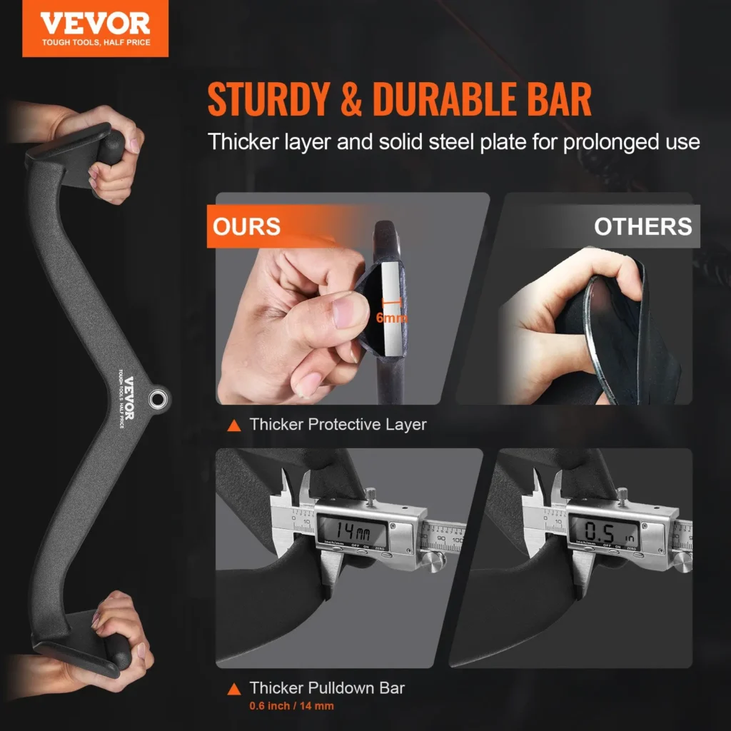 VEVOR LAT Pulldown Attachment, Cable Machine Rowing V-bar Attachment, Tricep Pull Down Bar, Back Strength Training