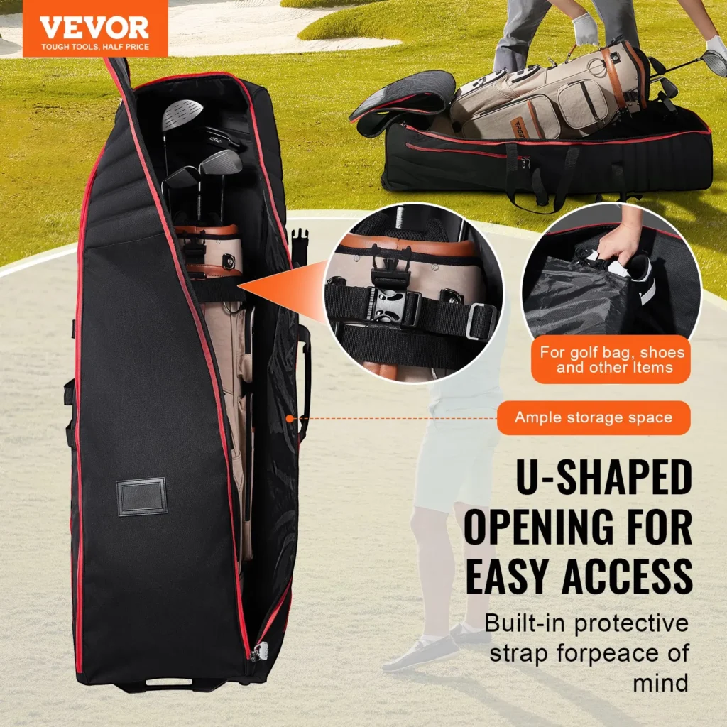 VEVOR Golf Travel Bag, Outdoors Soft-Sided Golf Travel Cover Case, Heavy Duty 1000D Nylon Wear-Resistant, Padded