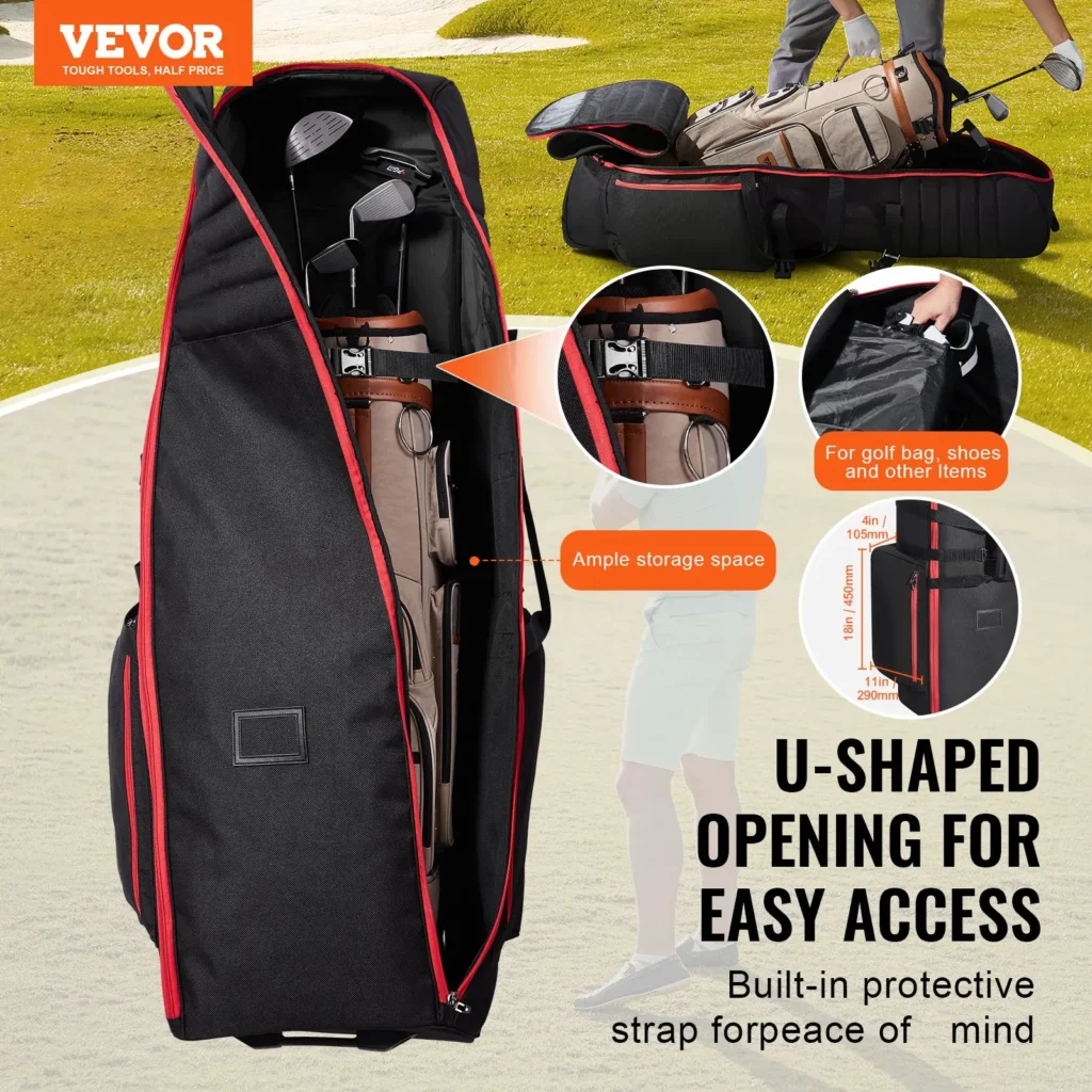 VEVOR Golf Travel Bag, Outdoors Soft-Sided Golf Travel Cover, Heavy Duty 1800D Polyester Oxford Wear-Resistant