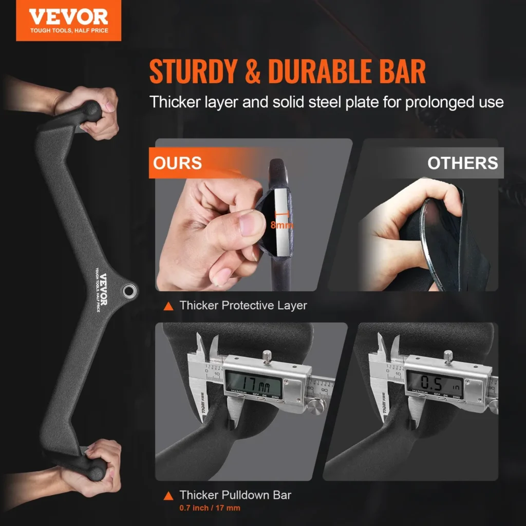 VEVOR LAT Pulldown Attachments, Cable Machine Rowing T-bar V-bar 5 Set, Tricep Pull Down Bar, Back Strength