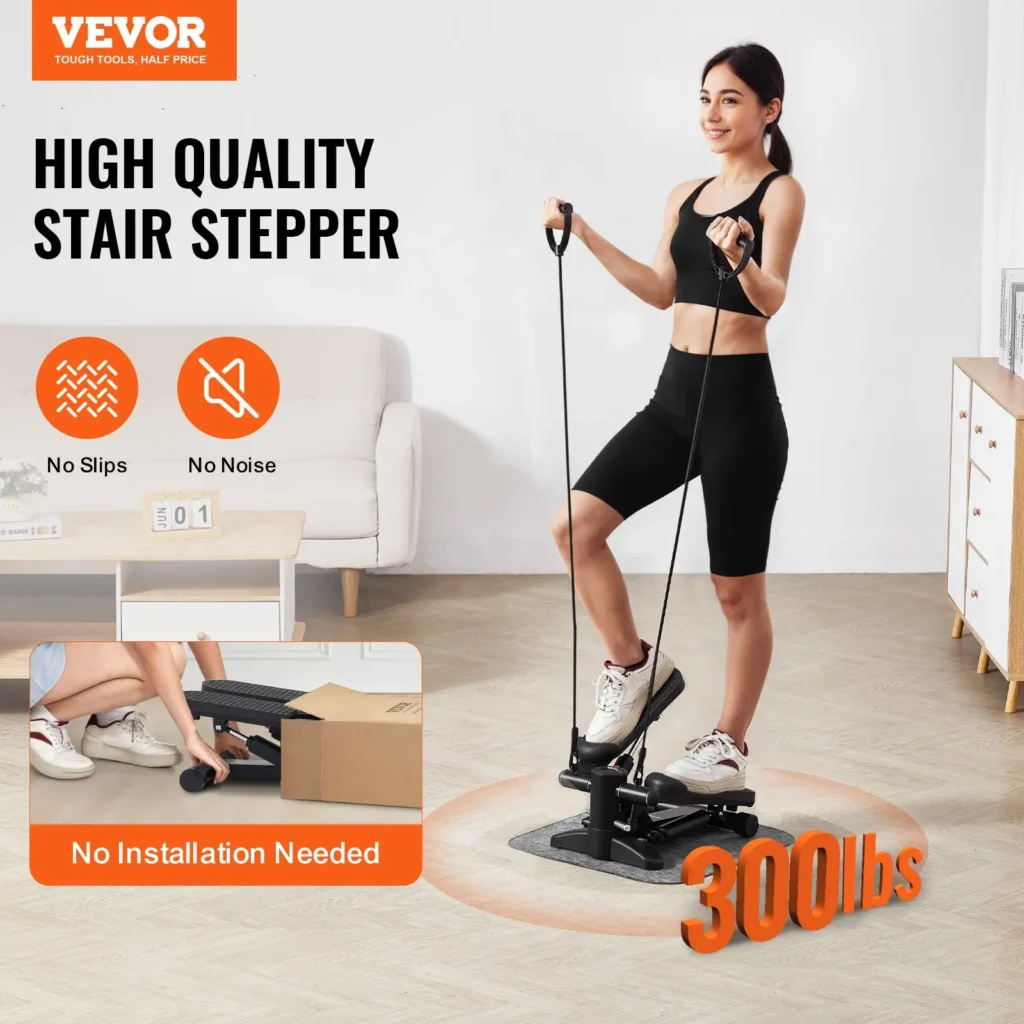 Mini Stair Stepper with Resistance Bands and LCD