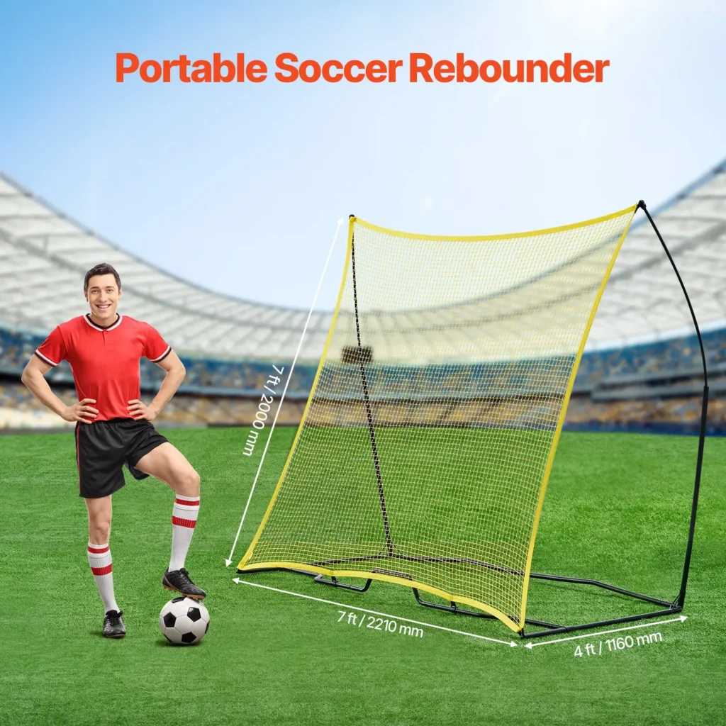 VEVOR Soccer Rebounder, Portable Soccer Trainer, 7x7FT Iron and Polyester Soccer Practice Equipment, Sports