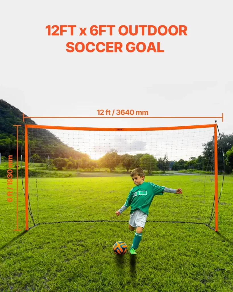 VEVOR Portable Soccer Goal, 12x6 ft Adults Kids Backyard Soccer Net, Large Practice Soccer Net, Steel