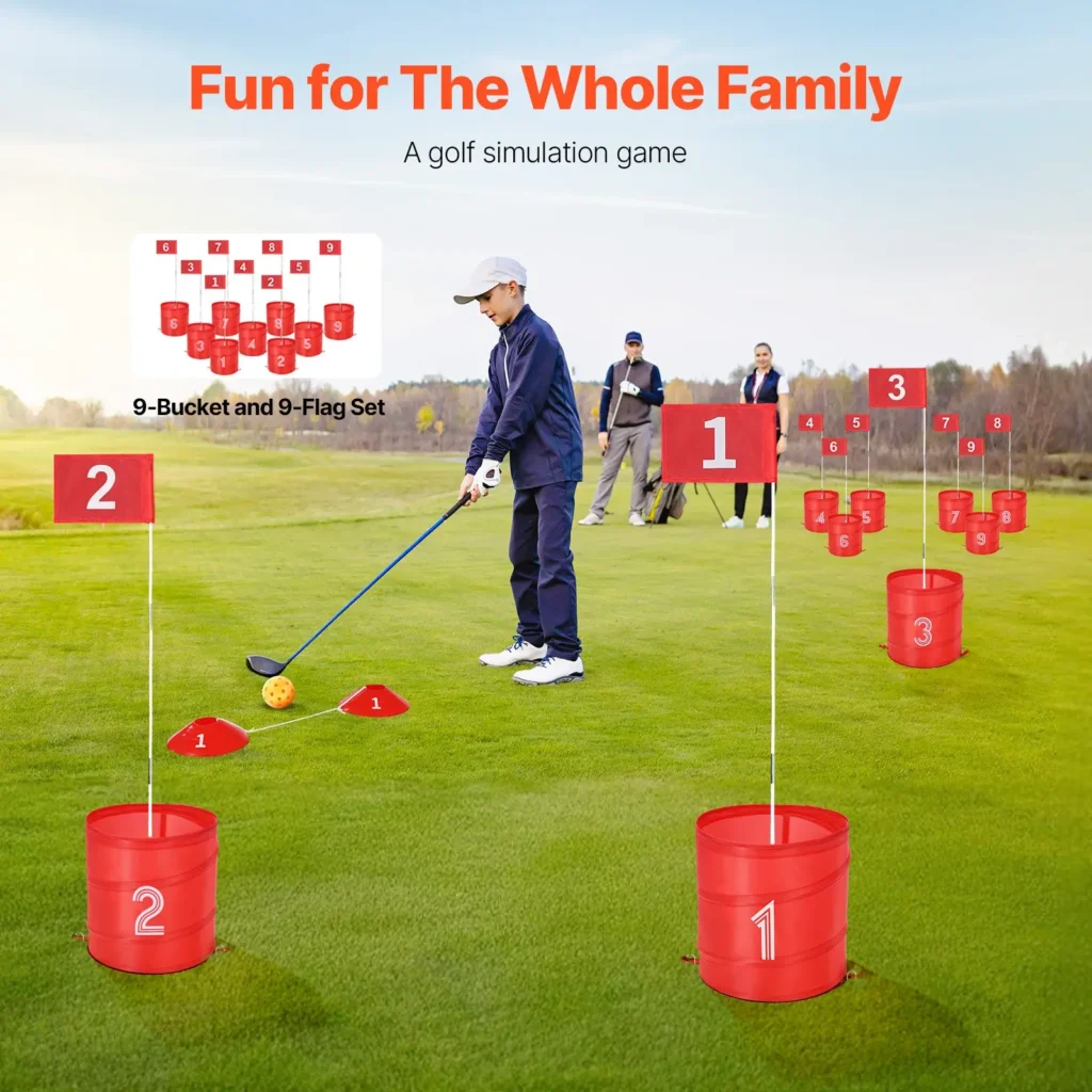 VEVOR Backyard Golf Game, 9 Hole Golf Course, Golf Game Practice Games, Golf Chipping Game for Family, Adults and