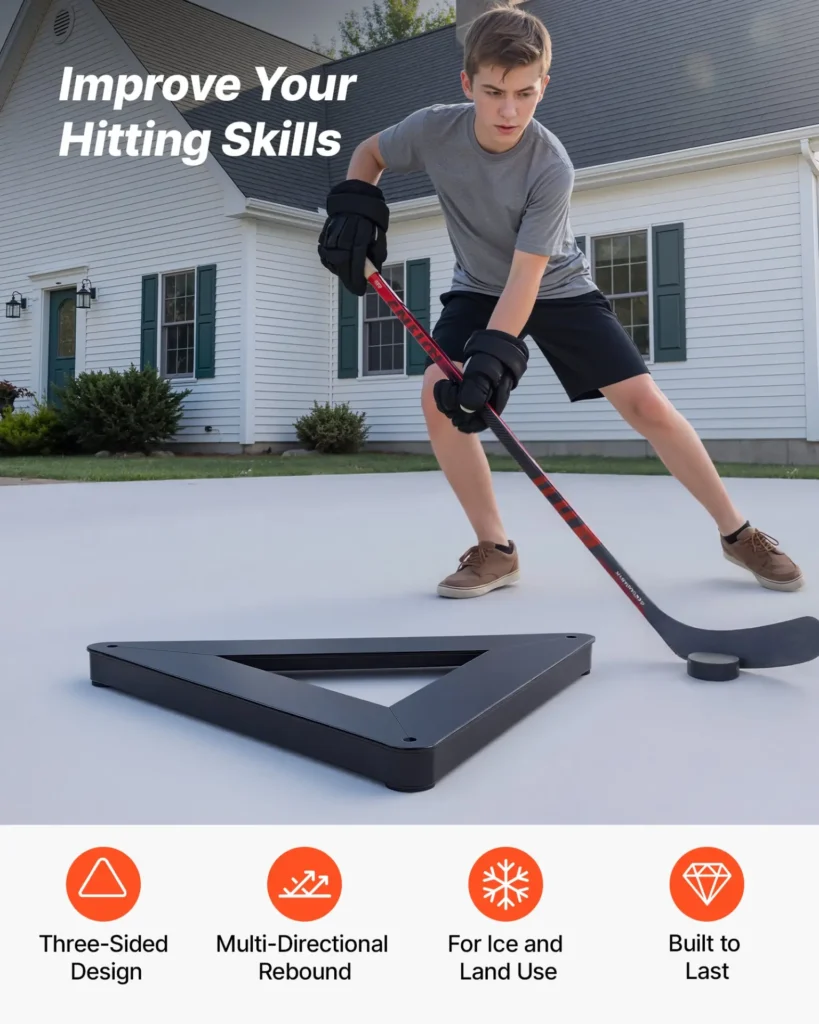 VEVOR Triangle Hockey Passer, Heavy-Duty Multi-Angle Rebounder, Hockey Passing Aid, Passing and Stick Handling