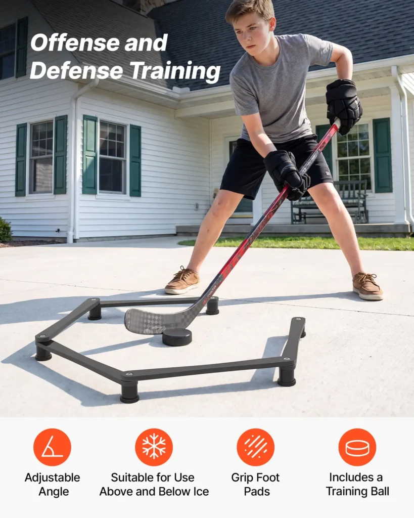 VEVOR Hockey Training Equipment, 5-Section Adjustable Hockey Stick Handling Trainer, Portable On/Off Ice Trainer