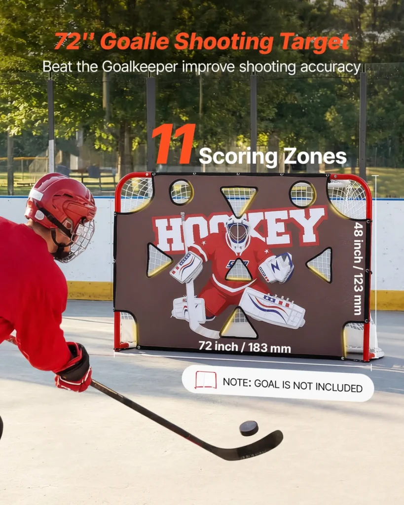 VEVOR Street Hockey Goalie Shooting Target, Shooter Tutor Ice Hockey Goal Practice Target, Tear-proof Premium Net
