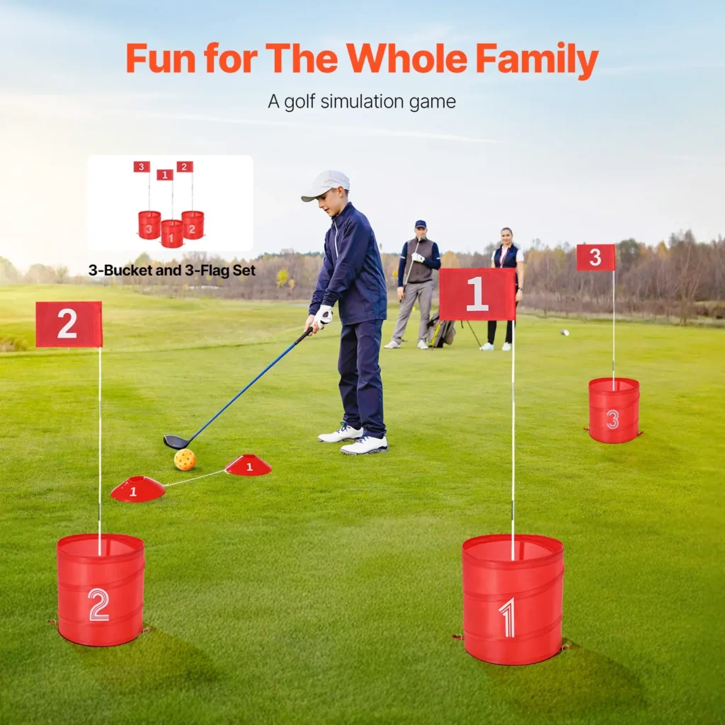 VEVOR Backyard Golf Game, 3 Hole Golf Course, Golf Game Practice Games, Golf Chipping Game for Family, Adults and