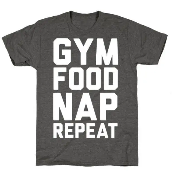 GYM FOOD NAP REPEAT CHARCOAL T-SHIRT