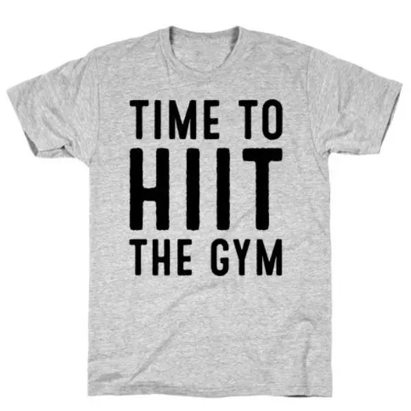 TIME TO HIIT THE GYM WHITE PRINT GREY T-SHIRT