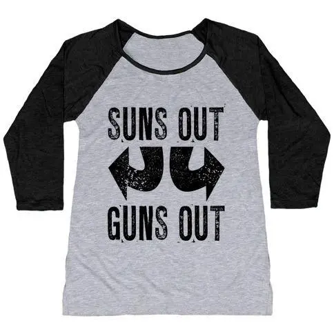 SUNS OUT, GUNS OUT (TANK) WOMEN'S TRI-BLEND BASEBALL TEE