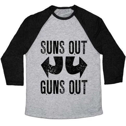 SUNS OUT, GUNS OUT (TANK) UNISEX TRI-BLEND BASEBALL TEE