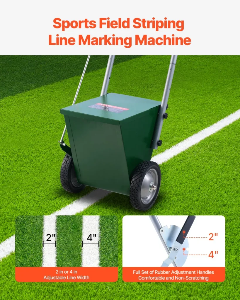 VEVOR Dry Line Marker, 2-Wheel, 2 or 4 in Lines, Field Dry Line Chalker, Adjustable Line Marker, with Rubber