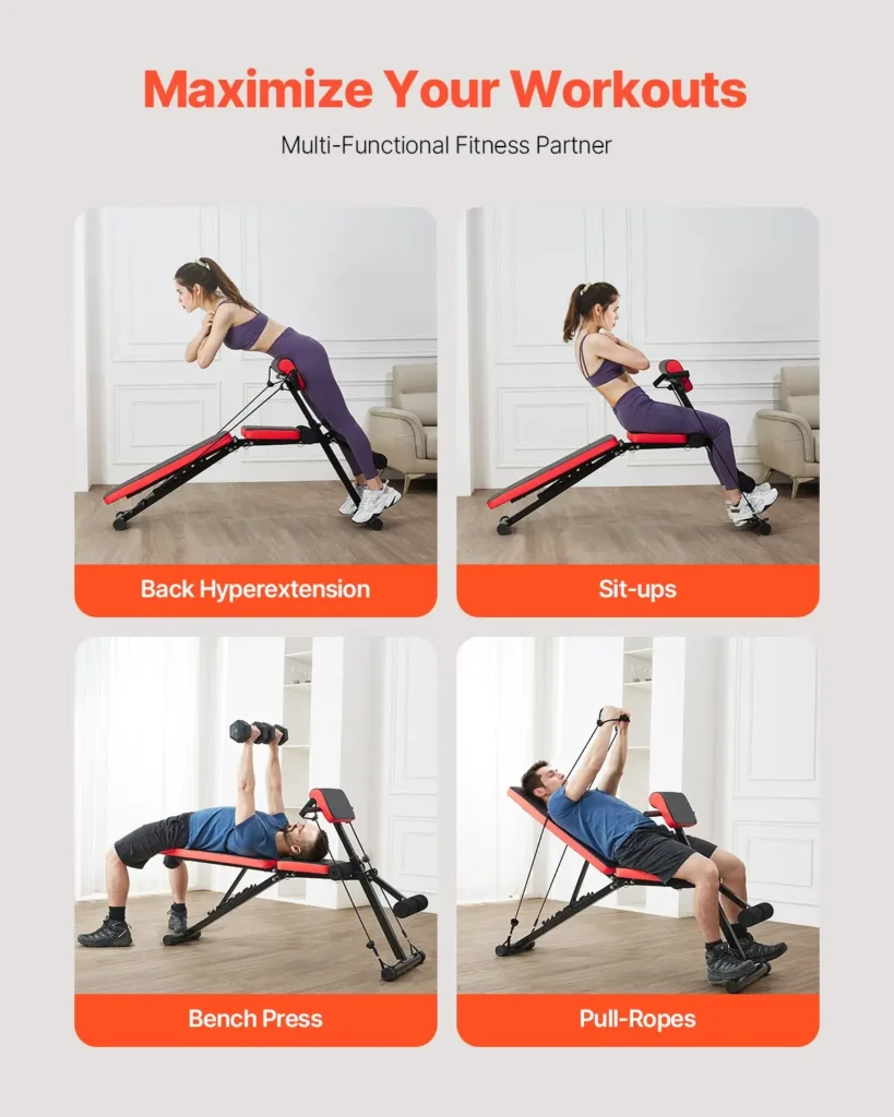 VEVOR Multi-Functional Weight Bench for Full Body Workout, Roman Chair Hyperextension Bench, 770 lbs Adjustable