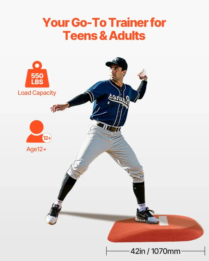 VEVOR Pitching Mound, Portable Baseball Game Mound, 42 in Indoor Outdoor Pitching Practice and Training Equipment
