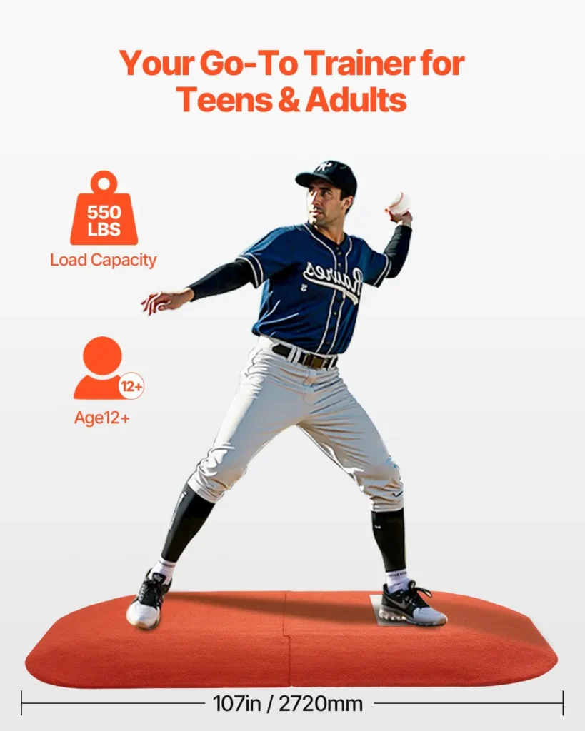 VEVOR Pitching Mound, Portable Baseball Game Mound, 107 in Indoor Outdoor Pitching Practice and Training