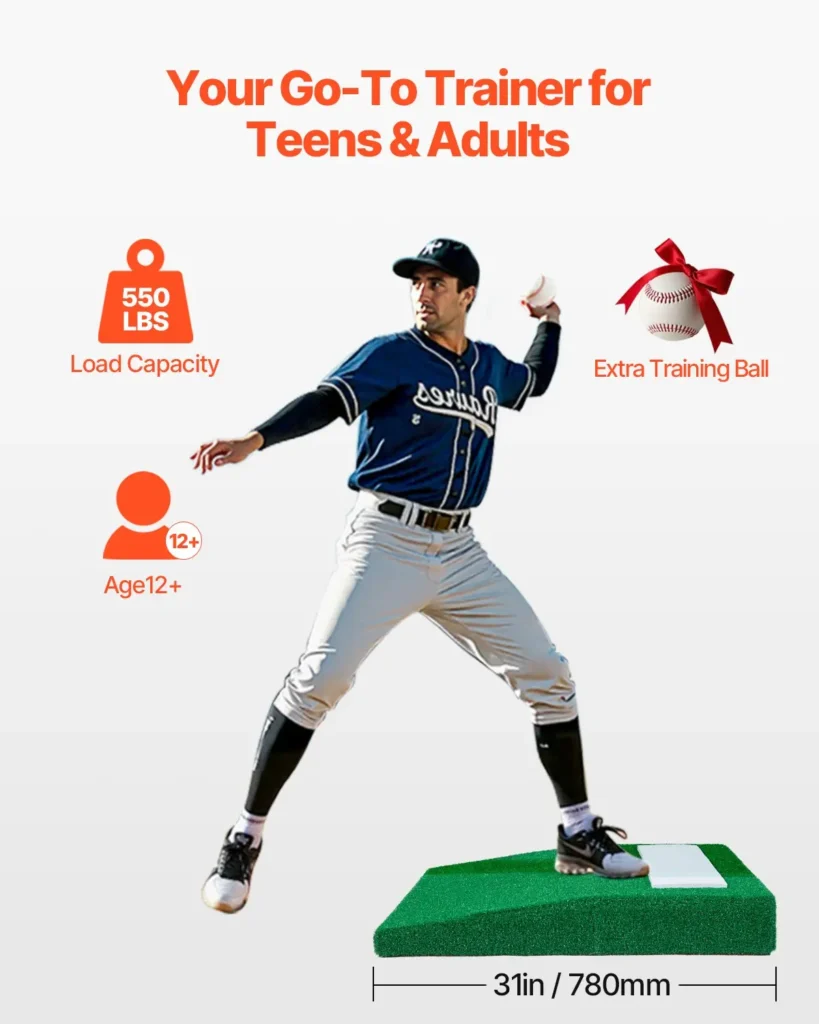 VEVOR Pitching Mound, Portable Baseball Pitcher's Mound, 31 in Indoor Outdoor Pitching Practice and Training