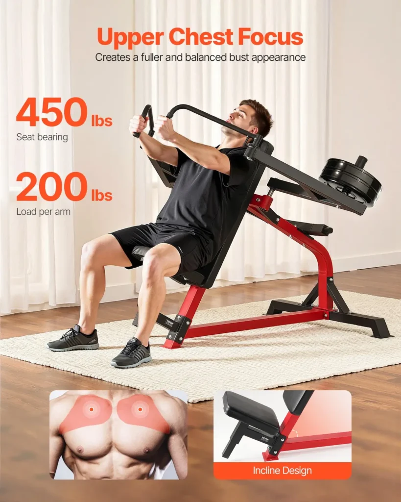 VEVOR Incline Chest Fly and Rear Delt Fly Machine, 450 LBS Chest Machine, Adjustable Fitness Chest Bench Set, Home