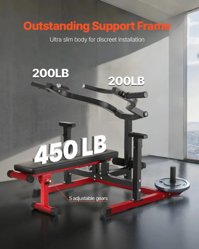 VEVOR Chest Press Machine, 450 LBS Bench Press Set, Adjustable Flat Incline Bench with Independent Converging